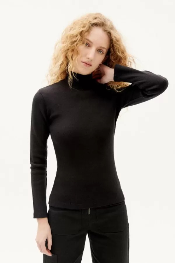 Thinking Mu Aine Rib Top | Black Shop