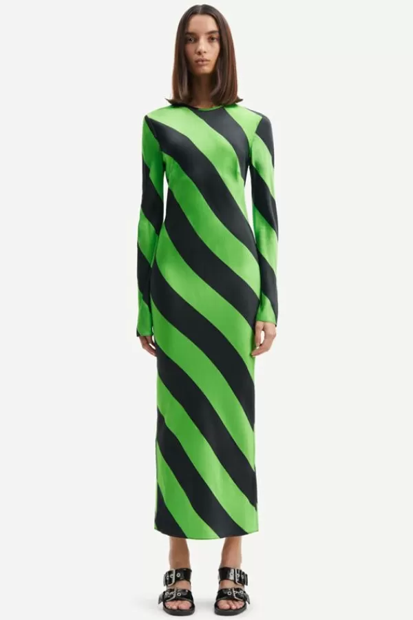 Samsoe Samsoe Alina Long Dress | Green Stripe Best Sale