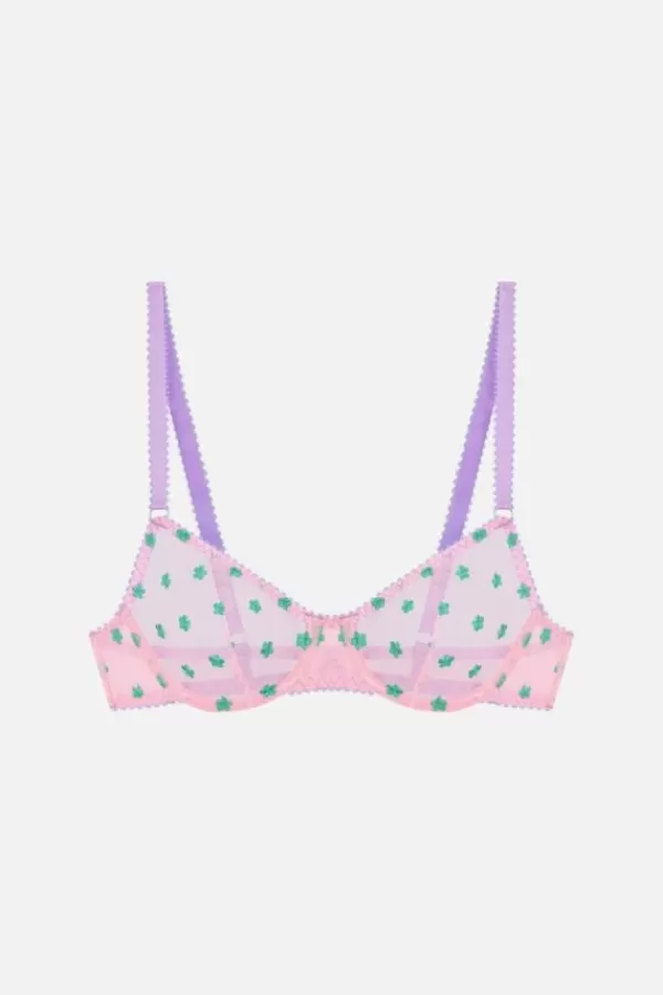 Dora Larsen Arella Embroidered Underwire Bra | Pink Best Sale