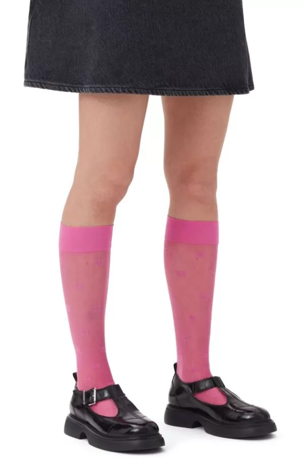 Ganni Butterfly Lace Socks | Shocking Pink Sale