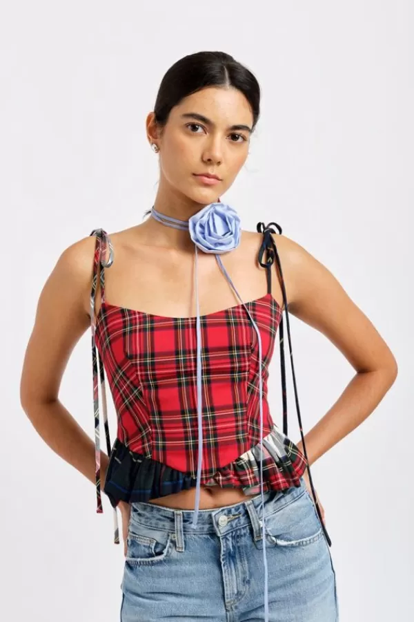 Eliza Faulkner Candy Corset | Red Plaid Mix Fashion