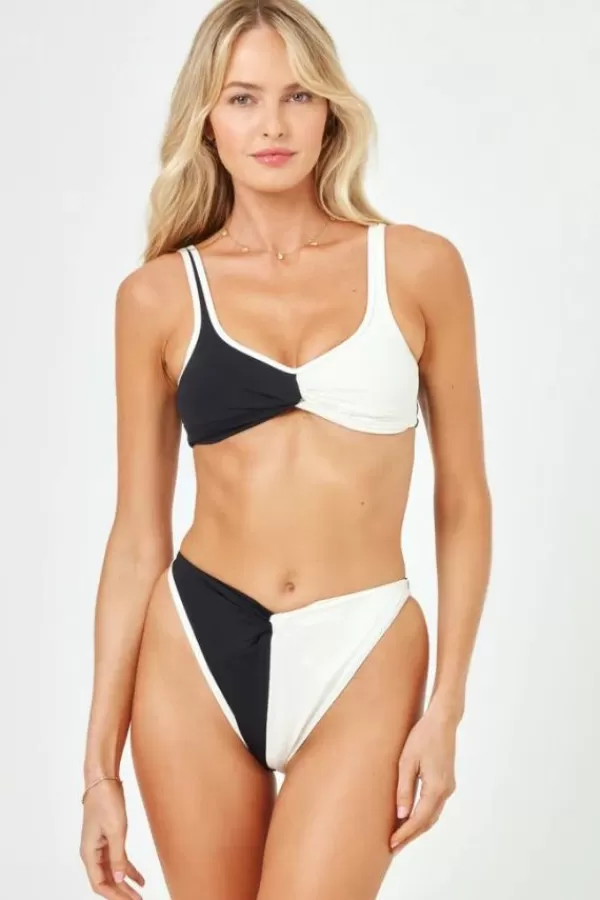 L*Space Cardi Bikini Top | Black/Cream Fashion