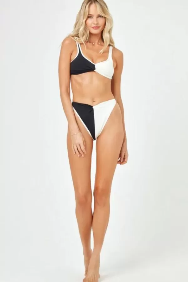 L*Space Cardi Bikini Top | Black/Cream Fashion