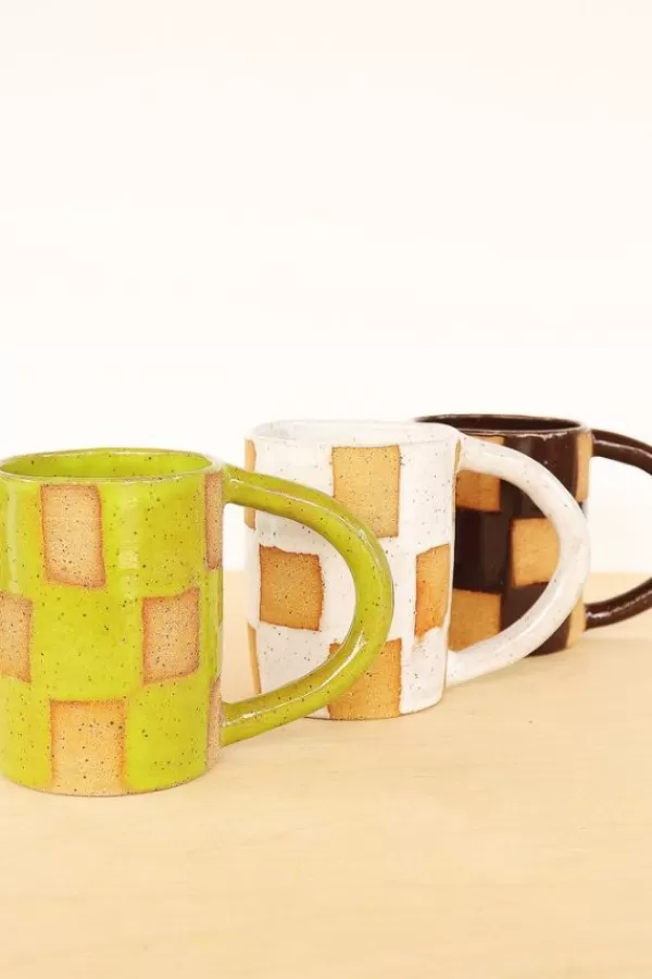 Nightshift Ceramics Checkerboard Mug | Lime Cheap