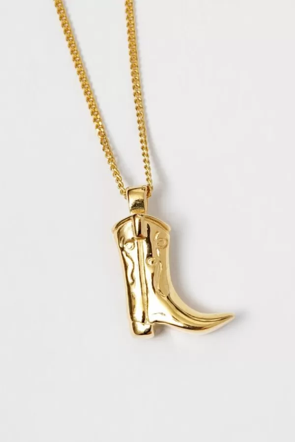 Wolf Circus Cowboy Boot Charm Necklace | Gold Clearance