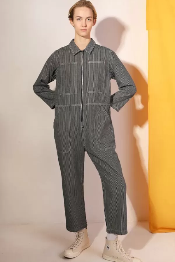 L.F.Markey Dominic Boiler Suit | Indigo Stripe Best Sale