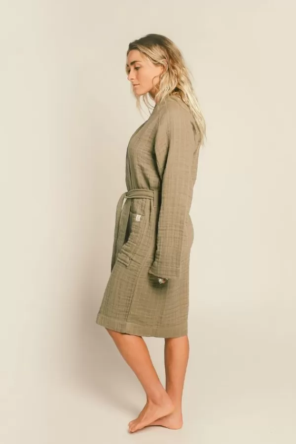 Happy Place Gauzy Robe | Sage Hot