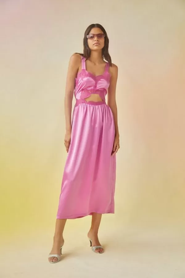 Tach Helen Satin Midi Dress | Pink Online