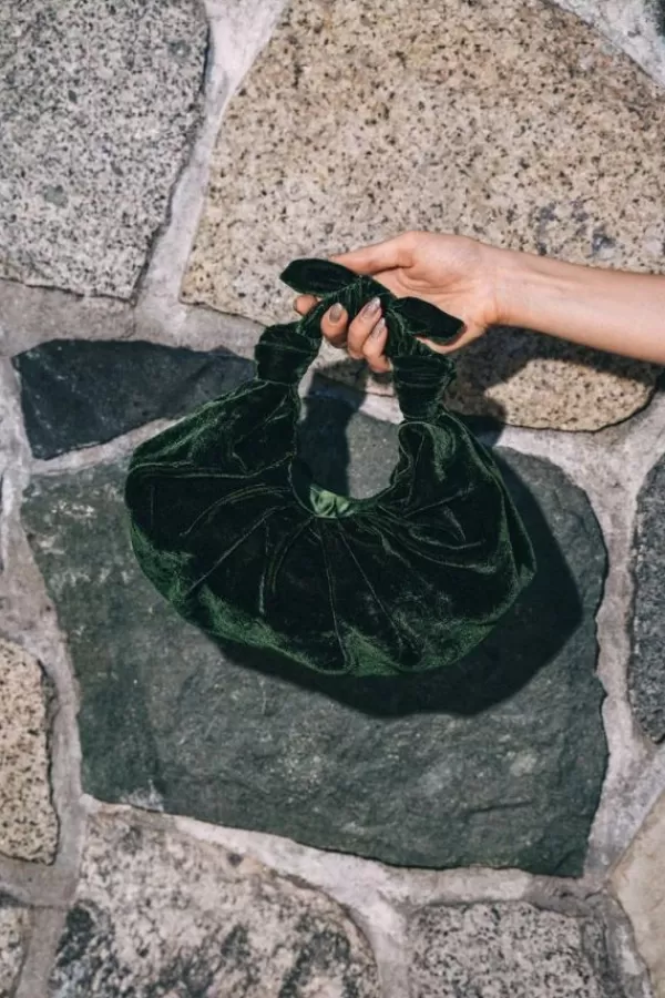 A Bronze Age Kiku Croissant Bag | Nori Velvet Hot