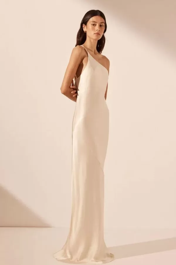 Shona Joy La Lune One Shoulder Cowl Back Maxi Dress | Cream Sale