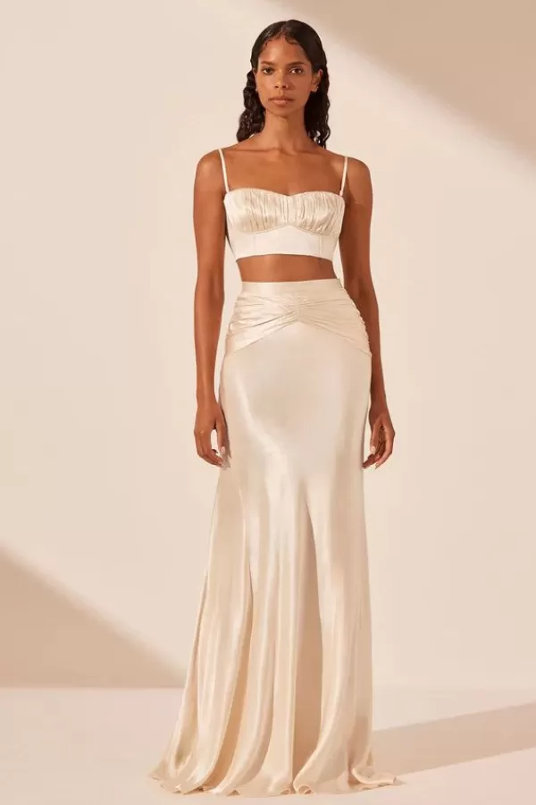 Shona Joy La Lune Ruched Maxi Skirt | Cream Flash Sale