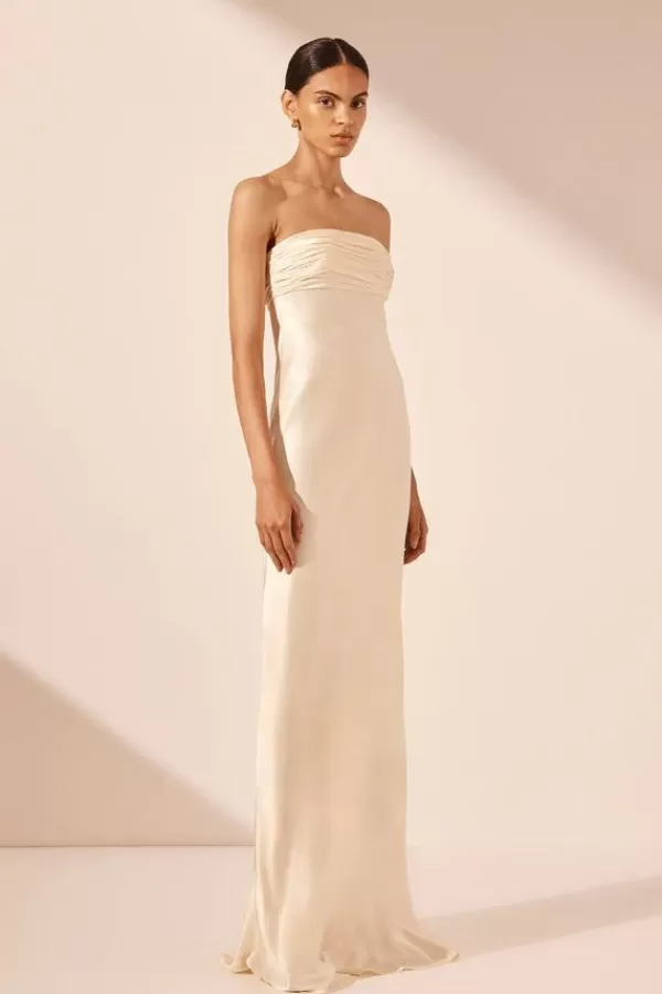 Shona Joy La Lune Strapless Ruched Bodice Maxi Dress | Cream Shop