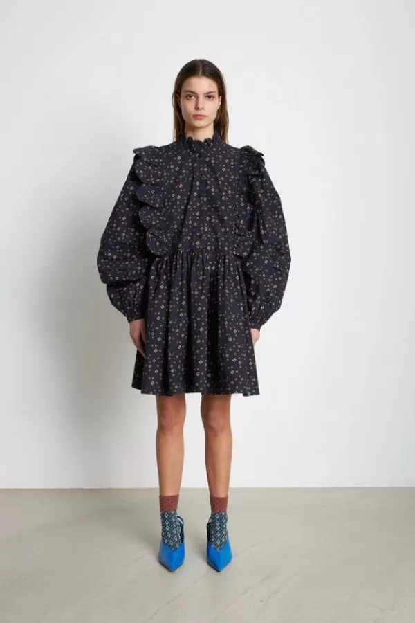 Stella Nova Mini Cotton Dress With Tongues | Dark Combo Clearance