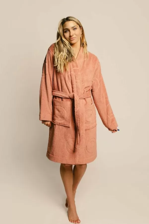 Happy Place Poolside Smiley Terry Bath Robe | Terra Cotta Cheap