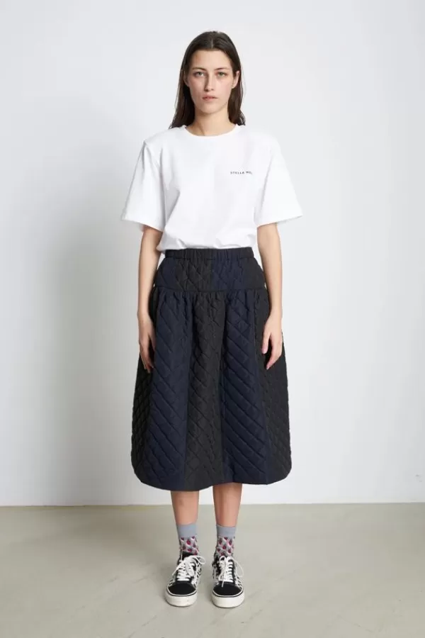 Stella Nova Quilted Midi Skirt | Dark Striped Best