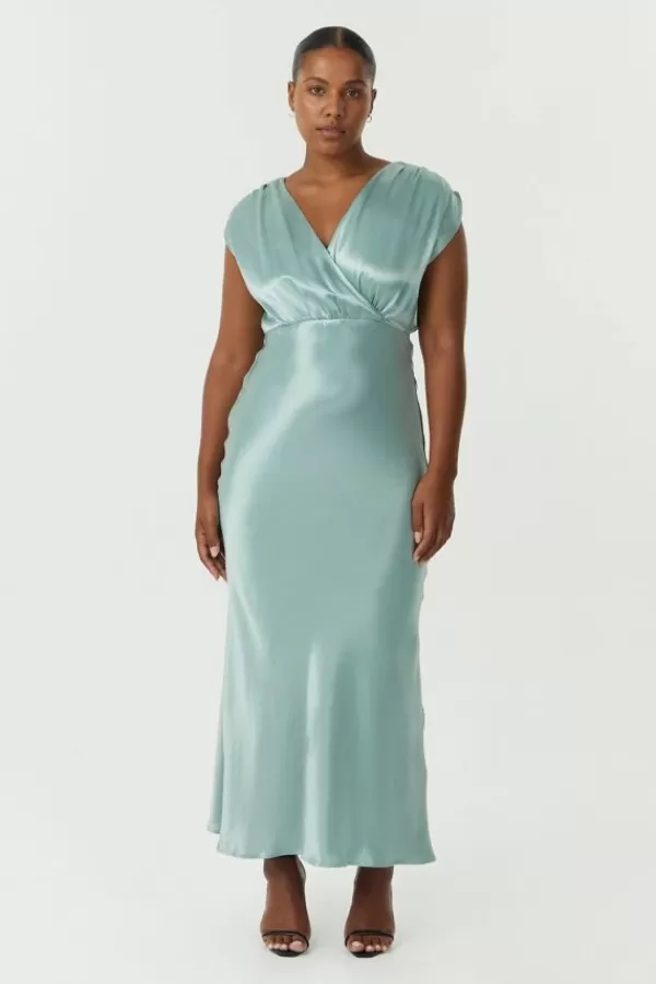 Third Form Satin Cross Over Gather Dress | Wave Sale