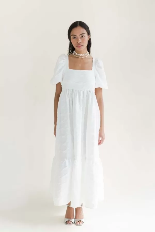 A Bronze Age Serenity Dress | White Crinkly Crepe Best