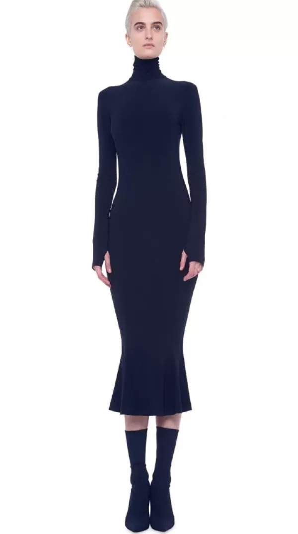 Norma Kamali Turtle Fishtail Gown Black Hot