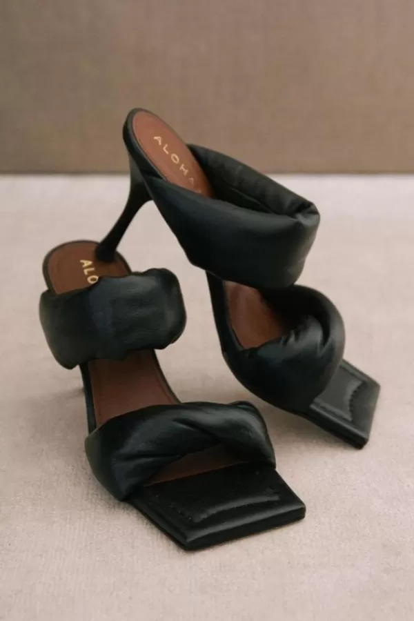 Alohas Twist Strap Mid Heel Black Best Sale